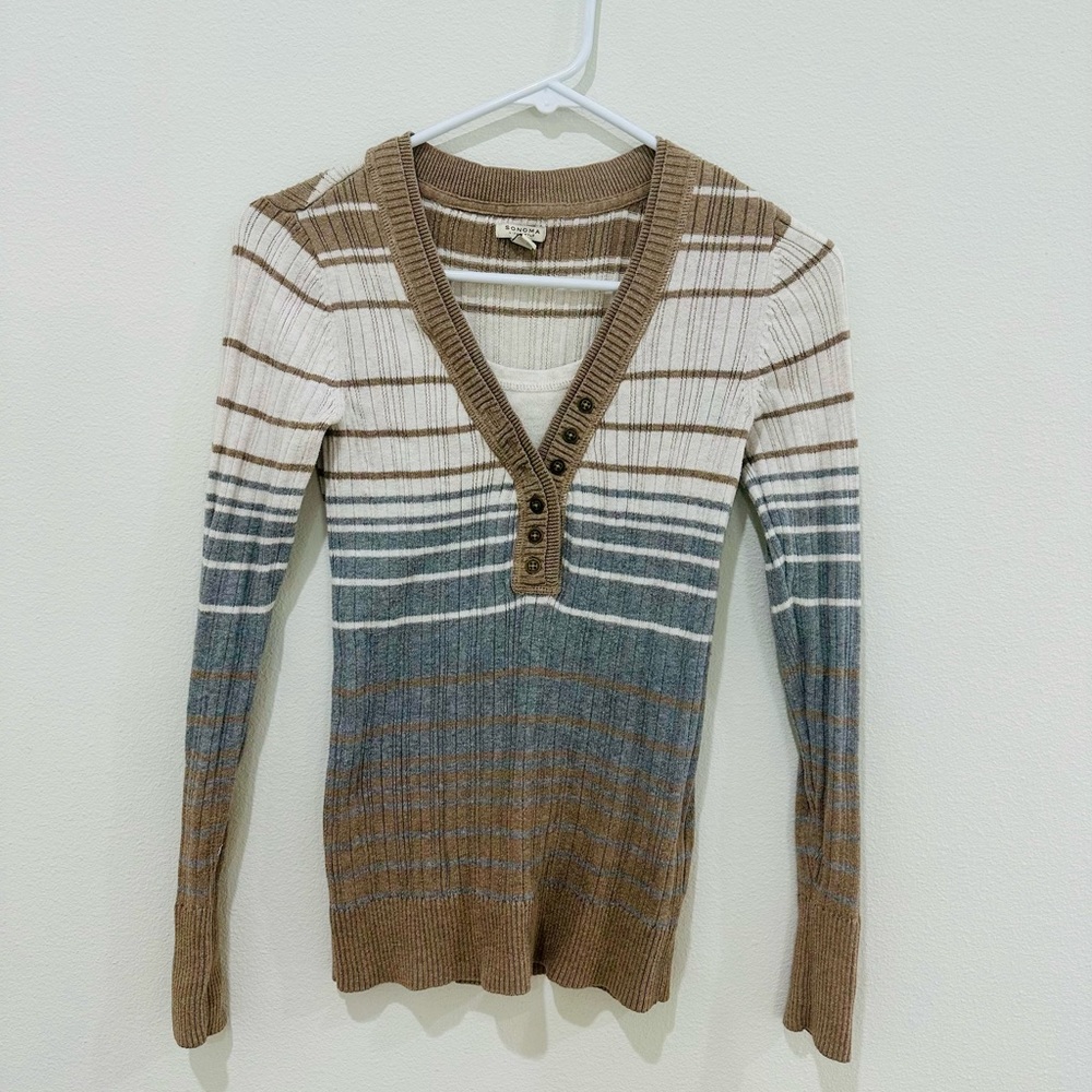 Sonoma - White/ Grey Sweater Top